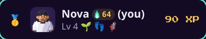 A friend card with a mint flame and the number 64 next to the player's name
