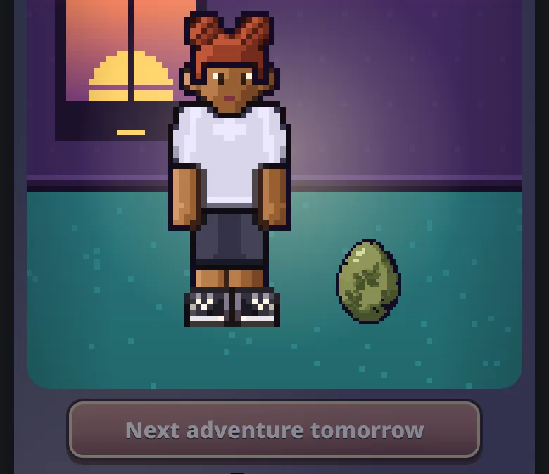 A spotted egg sitting in the hero's room