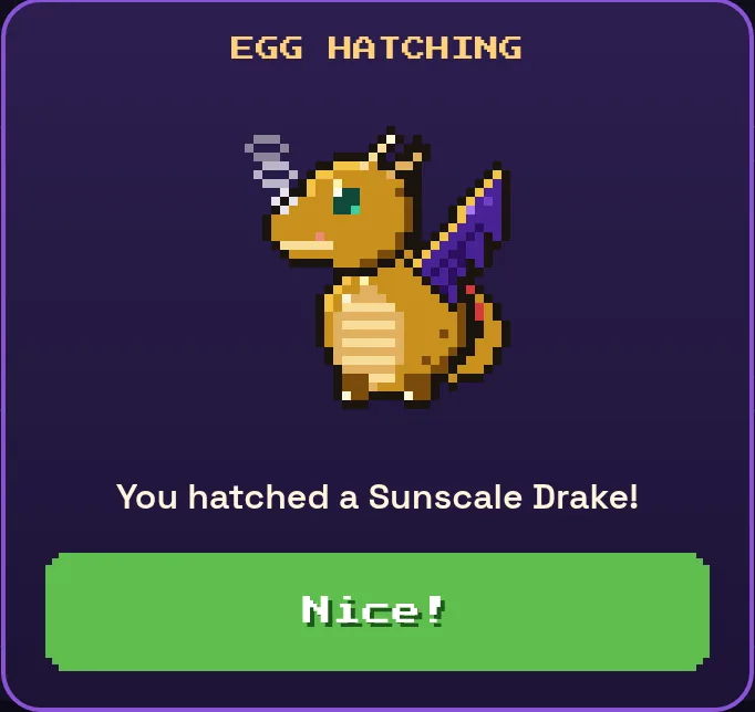 A newly hatched golden drake pet